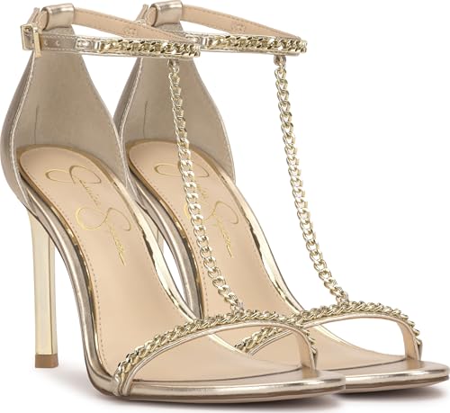 Image of Jessica Simpson Women's Qiven T-Strap High Heel Sandal with Chain Detail