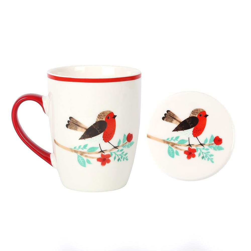 Tech IslandCoffee Mug, Garden Robin Mug and Coaster Set, Coffee Cups, Tea Cups, Prefect Presents for Valentine’s Day, Birthday, Christmas, New Year, Dishwasher Safe Set