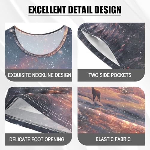 ALAZA Christmas Scene Snowflake Landscape Pajamas Set Short Sleeve Cotton Sleepwear Summer Pjs 2 Piece 5-14Y4