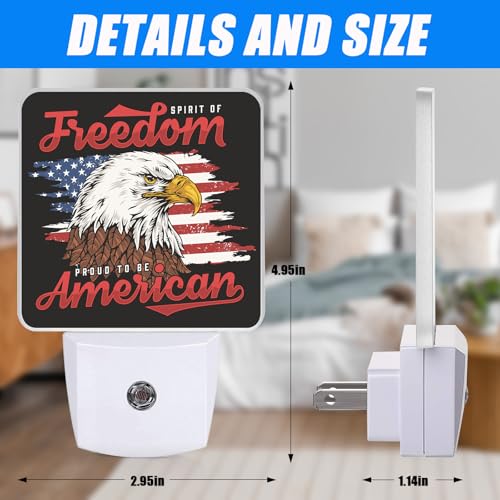 Image of American Flag Eagle Night Light,4th of July Nightlight Plug into Wall,LED Lamp,Suitable for Bedrooms,Kitchens,Toilets,Etc.Auto Sensor Dusk to Dawn,Energy-Saving