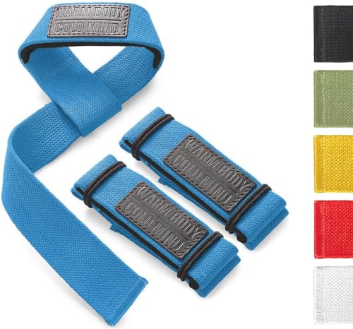 Image of WARM BODY COLD MIND Lasso Lifting Wrist Straps for Cross Training - Rated at 770 lb - Hand Wraps for Olympic Weightlifting, Powerlifting, Weight Lifting, Bodybuilding Strength Deadlift Gym Bar, Cotton