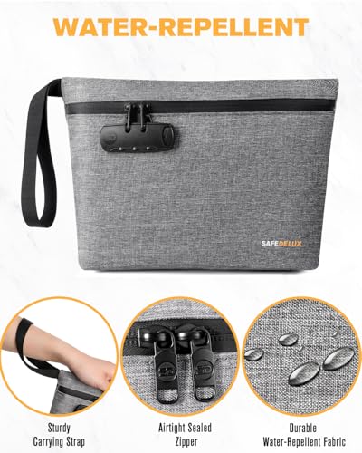 SafeDelux Smell Proof Bag, Odor Proof Bag with Combination Lock, Durable Smell Proof Container with Carbon Lining, Secure Odorless Travel Pouch for Home & On-the-Go (Grey) - Image 6