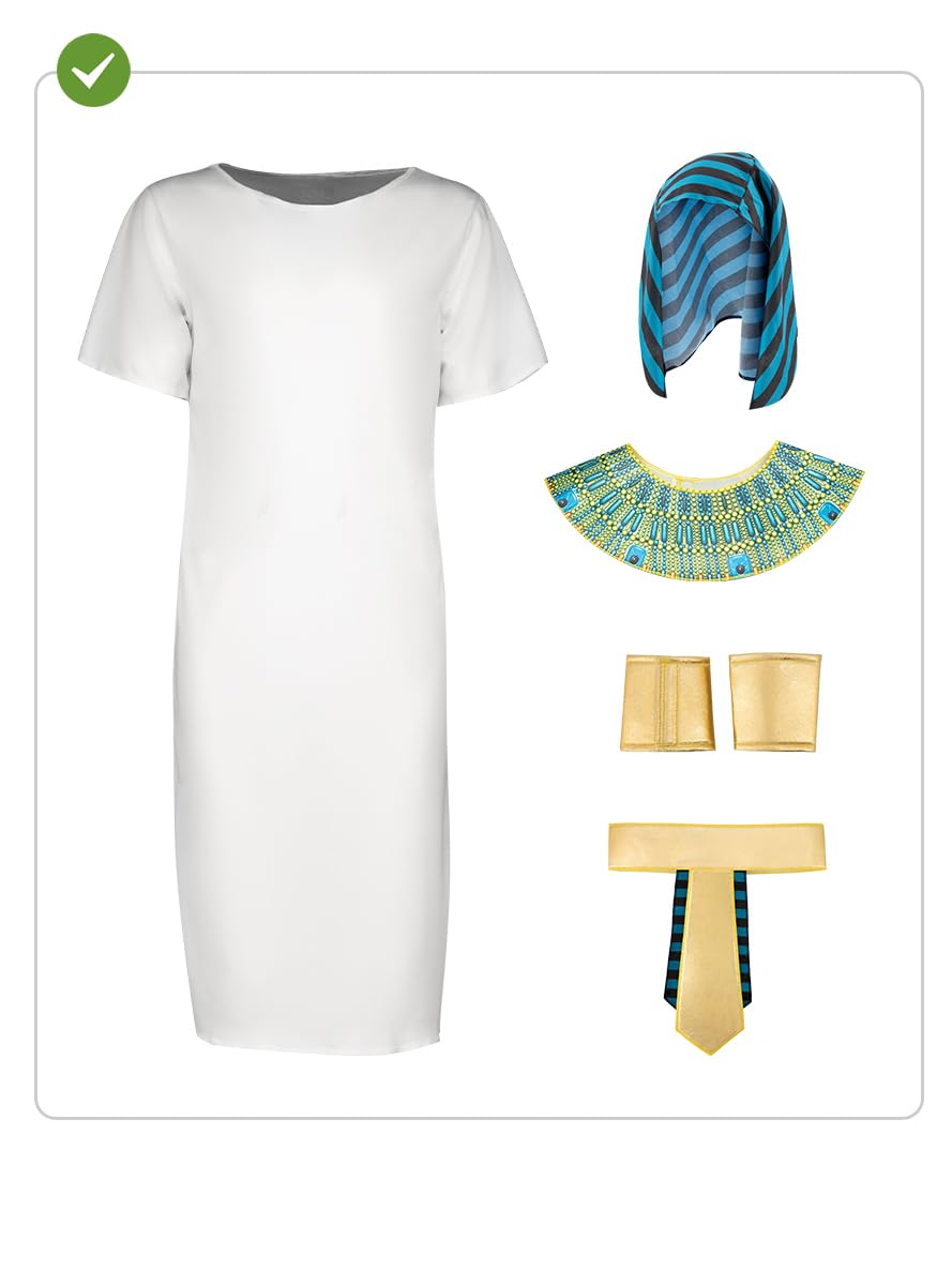 Funidelia | Disfraz de Faraón para hombre Egipto, Faraón, Culturas, Países - Disfraz para adultos y divertidos accesorios para Fiestas, Carnaval y Halloween - Talla S - M - Blanco