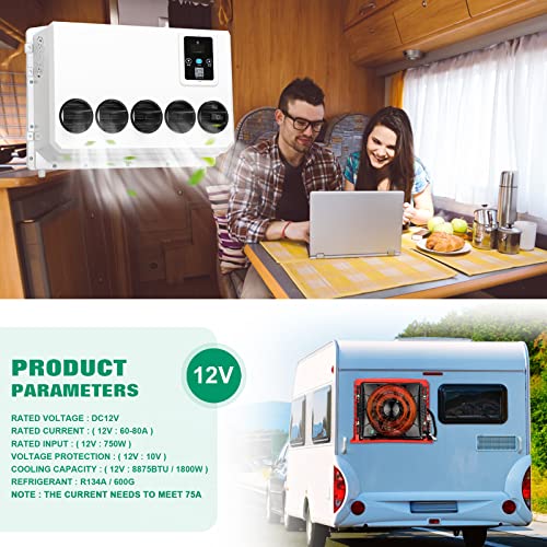 NEKPOKKA 12V electric air conditioners for RVs, trucks, construction vehicles, excavators, harvesters, agricultural machinery (12V)