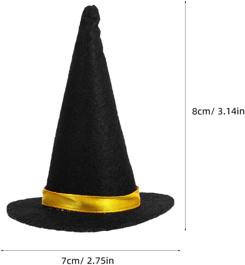 Amosfun 6Pcs Mini Felt Witch Hats 3.14 Inch Halloween Wine Bottle Decor Diy Craft Hair Accessories Party Supplies
