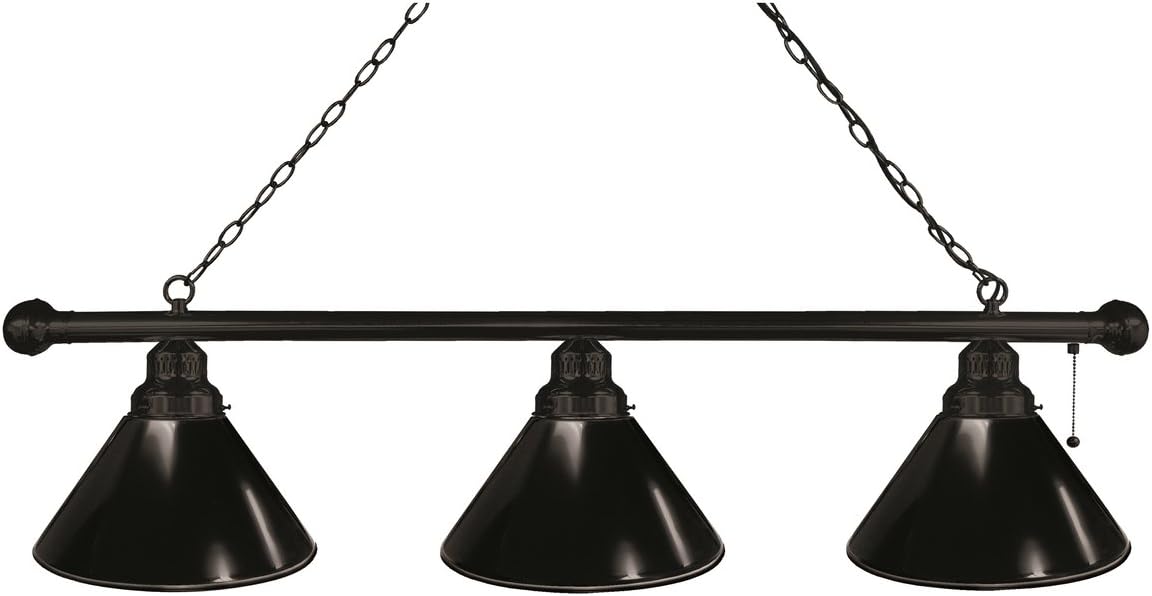 HBS Plain Black 3 Shade Billiard Light by The Holland Bar Stool Co.
