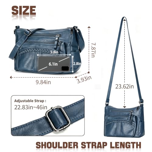 Image of ELDA Purses for Women Pocketbooks Soft PU Leather Ladies Crossbody Purse Multi Pocket Shoulder Bag