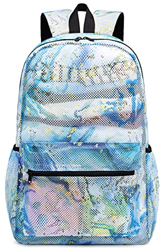 Bluboon Mesh Backpack Girls Kid Semi-Transparent School Bookbags See-Through Lightweight Waterproof Casual Daypack For Beach Gym Travel #TOP7