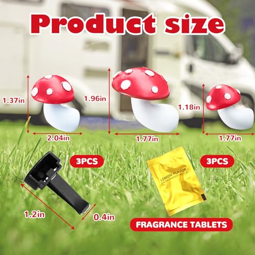 Image of 3 PCS Mushroom Car Air Freshener Vent Clip, Cute Red Mushrooms Cars Air Conditioning Vent Clips with Scent Pads, Automotive Interior Decorations Accessories for Women
