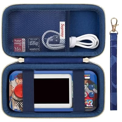 Supmay Hard Travel Case for My Arcade Street Fighter II / for My Arcade Megaman Pocket Player Pro, Portable Handheld Video Game Console Protection Case with Mesh Pocket for Batteries, USB Cable, Blue