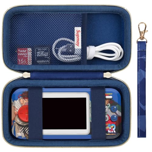 Supmay Hard Travel Case for My Arcade Street Fighter II / for My Arcade Megaman Pocket Player Pro, Portable Handheld Video Game Console Protection Case with Mesh Pocket for Batteries, USB Cable, Blue