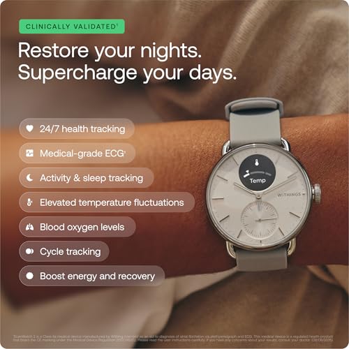 Withings ScanWatch Hybrid Smart Watch 35-Day Battery Life