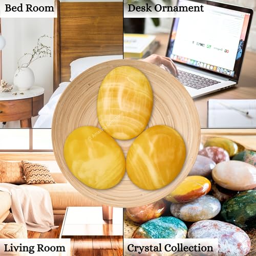 Image of Yellow Calcite Crystals and Healing Stones - Large Palm Stone Crystals Piedra - Crystal for Good Luck, Positive Energy, Meditation - Unique Stocking Stuffers and Birthday Gifts for Women, Men