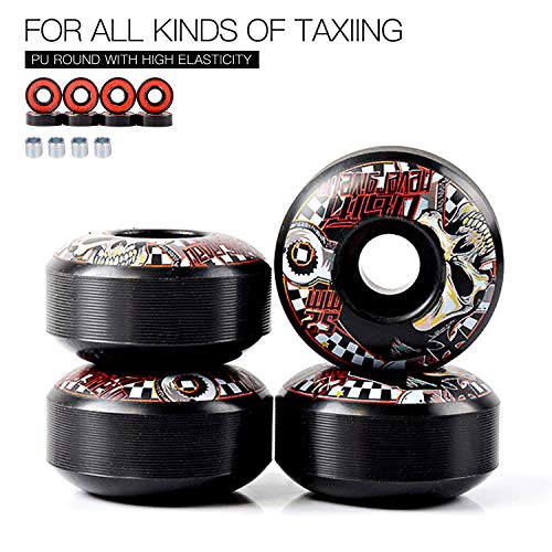 LOSENKA 52mm Skateboard Wheels Black Wheels -51D with Bearings - Thumbnail 5