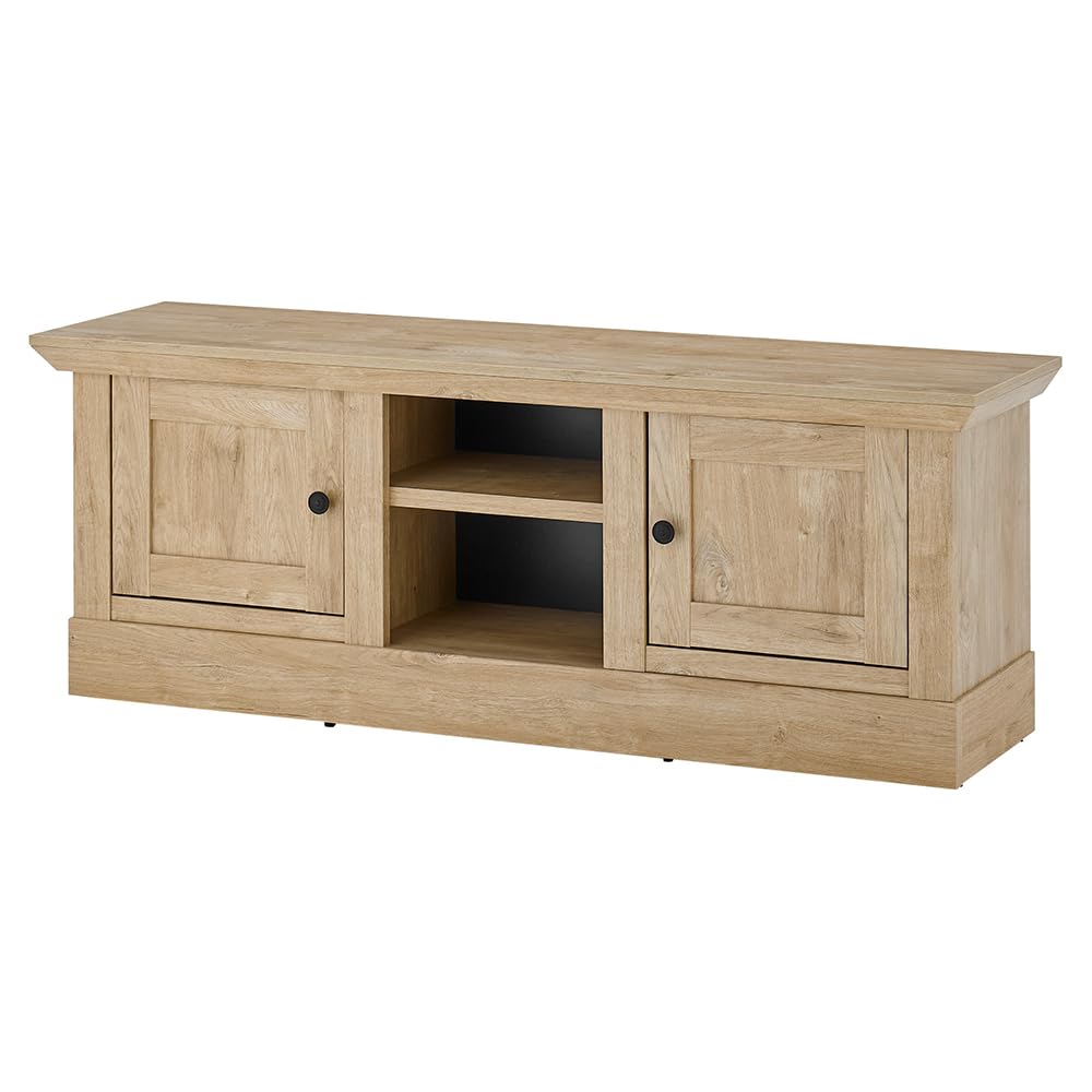 Lomadox Wohnwand Wohnzimmer-Set in Eiche mit schwarz 2-teilig, Landhausstil, 1 Lowboard & 1 Wandboard
