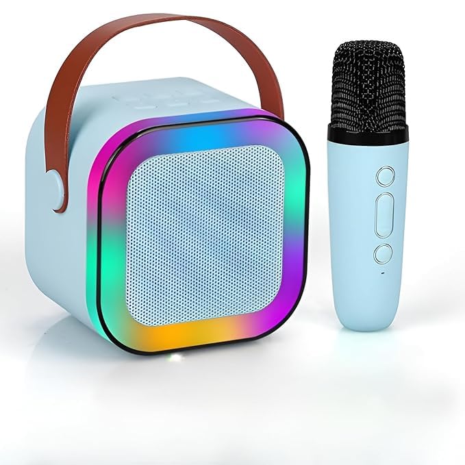 Image of SE HUB K12 Speaker Machine Bluetooth-Compatible Wireless Karaoke Mic Speaker Multi-Compatibility Modes, RGB Lights | Party POP Bluetooth Speaker with Mic (Blue)