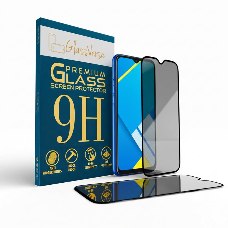 Image of GlassVerse Privacy Tempered Glass for Realme C2 Pro | Anti Spy Screen Protector, 9H Hardness, Edge to Edge, Case Friendly, Hassle-less Installation Kit Included. (Pack of 2)