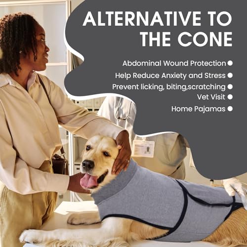 Image of Nanaki After Surgery Dog Recovery Suit Female Spay-Male Neuter Surgery Suit For Dogs,Abdominal Wounds Bandages, E-Collar & Cone Alternative Prevent Licking,Soft Protective Pet Pajamas,Post-Op Wear, XL
