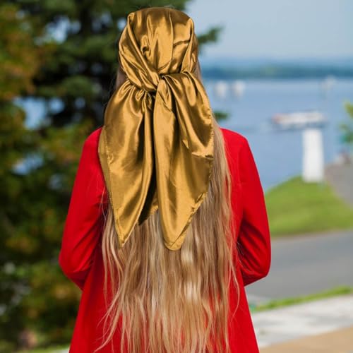 4 Pcs 35 Inch Satin Head Scarves Large Square Silk Like Hair Scarf Hair Bandanas Sleeping Head Wraps Neck Scarf4