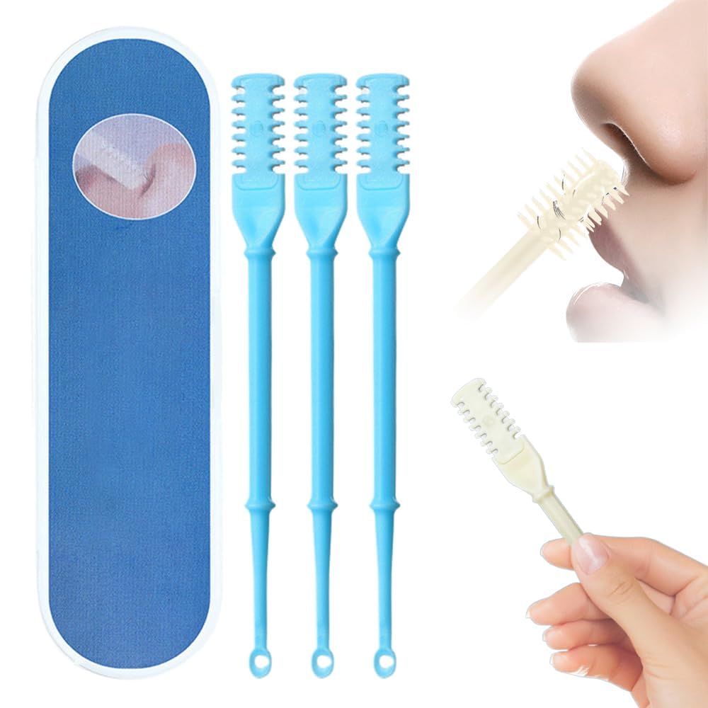 oputemonNasal Hair Cutter, 2024 New Double Sided Nose Hair Knife, 360° Rotating Manual Nose Hair Trimmer, Nostril Hair Remover Tool with Ear Picker for Women Men (Blue)