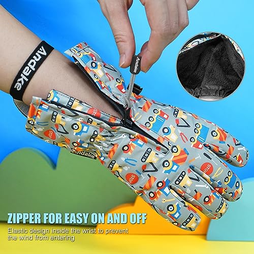 Andake Waterproof &Breathable Kids Snow Gloves, Toddler Winter Warm Ski Gloves for 2-14Y Boys Girls - Image 3