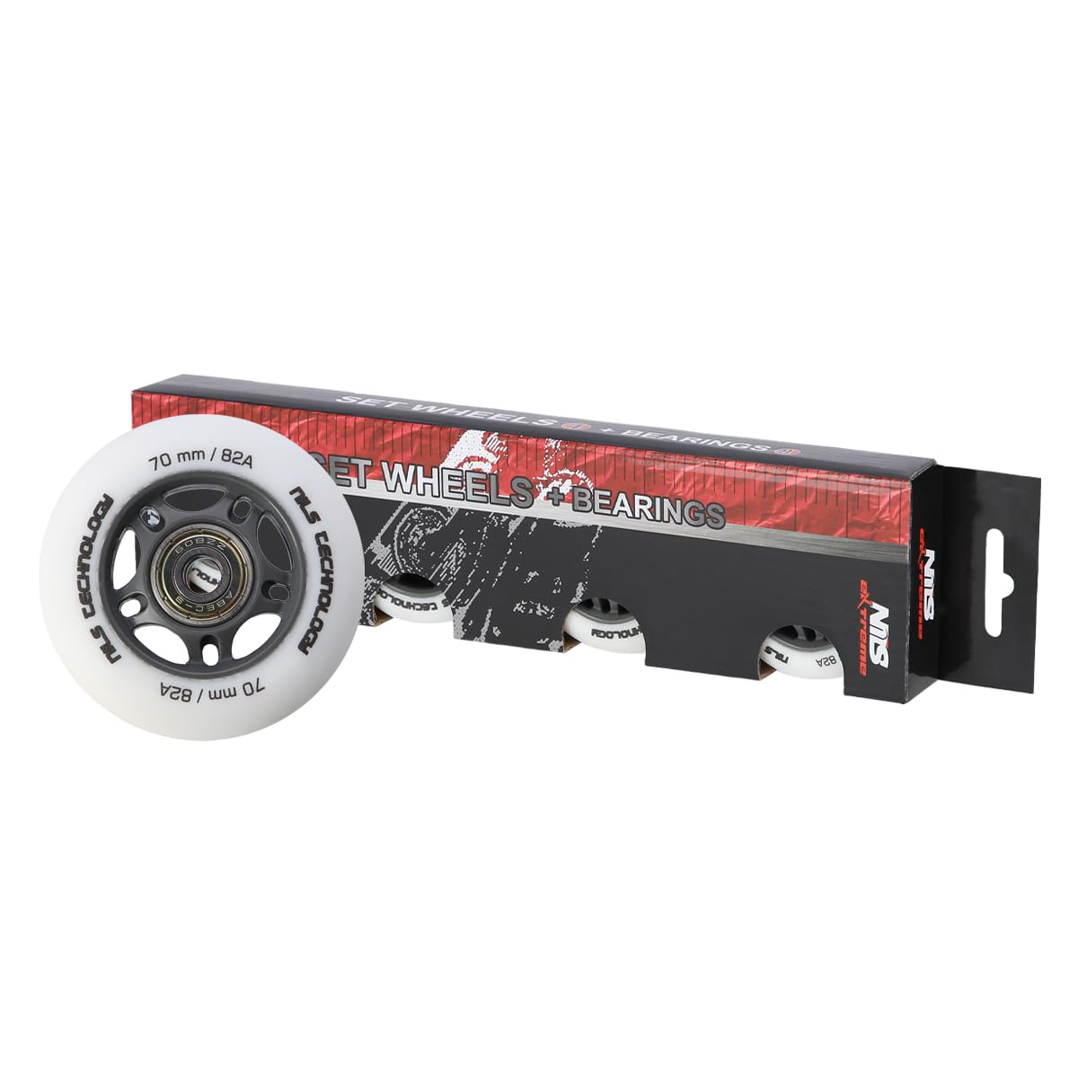 Nils Extreme PESPORT Roller Blade Roues avec Roulement ABEC9-4 - Lot de roues pour patins à roulettes d'intérieur et d'extérieur - 82A - 70x24 - Blanc mat