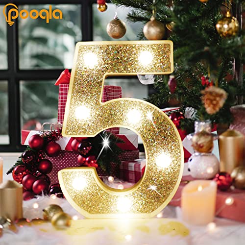Image of Pooqla Marquee Light up Numbers, Lighted Numbers for 6th Birthday Decorations, Night Light Battery Powered for Silver Party Decorations, Gift for Boys Girls Christmas Wedding Home Room Decoration