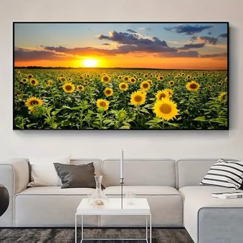 Peinture d'art moderne 75x150cm pour habiller un grand mur vide avec des fleurs sur toile