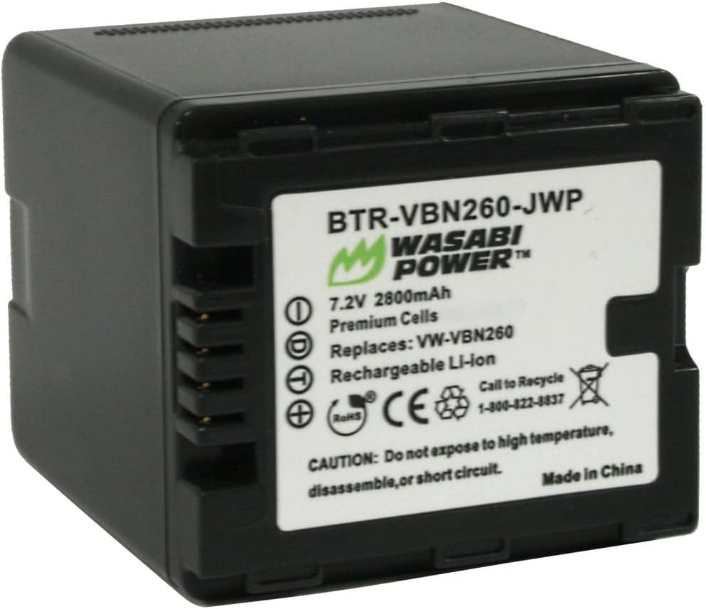 Battery for Panasonic VW-VBN260 and Panasonic HC-X800, HC-X900, HC-X900M, HC-X910, HC-X920, HC-X920M, HDC-HS900, HDC-SD800, HDC-SD900, HDC-TM900 (2800mAh)