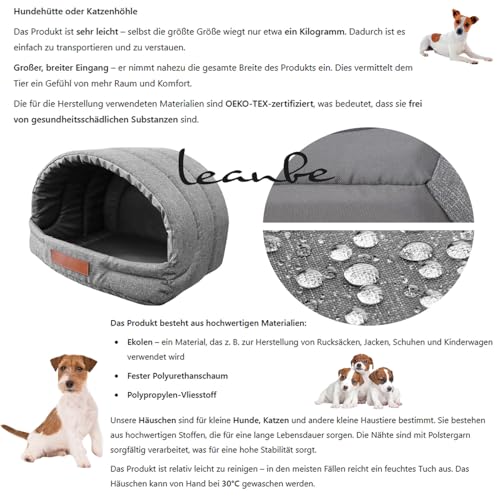 Leanbe Personalisierte Hundehütte/Hundehöhle – Kuscheliges Hundebett mit Namensgravur – Katzenhöhle & Schlafplatz für kleine und große Hunde Hundehaus (Graphit, R1:41x33x28cm)