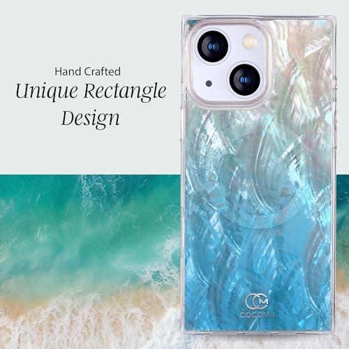 Image of COCOMII Rectangle for iPhone 15 Case, Turquoise Real Mother of Pearl