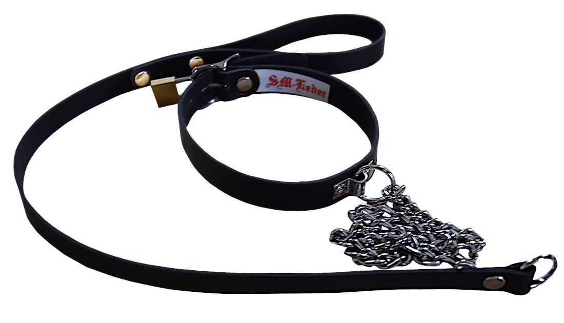 Handgefertigtes Bondage Set BDSM Halsband aus Leder + integrierte Führkette Hundeleine Sklavenhalsband für Sexspiele