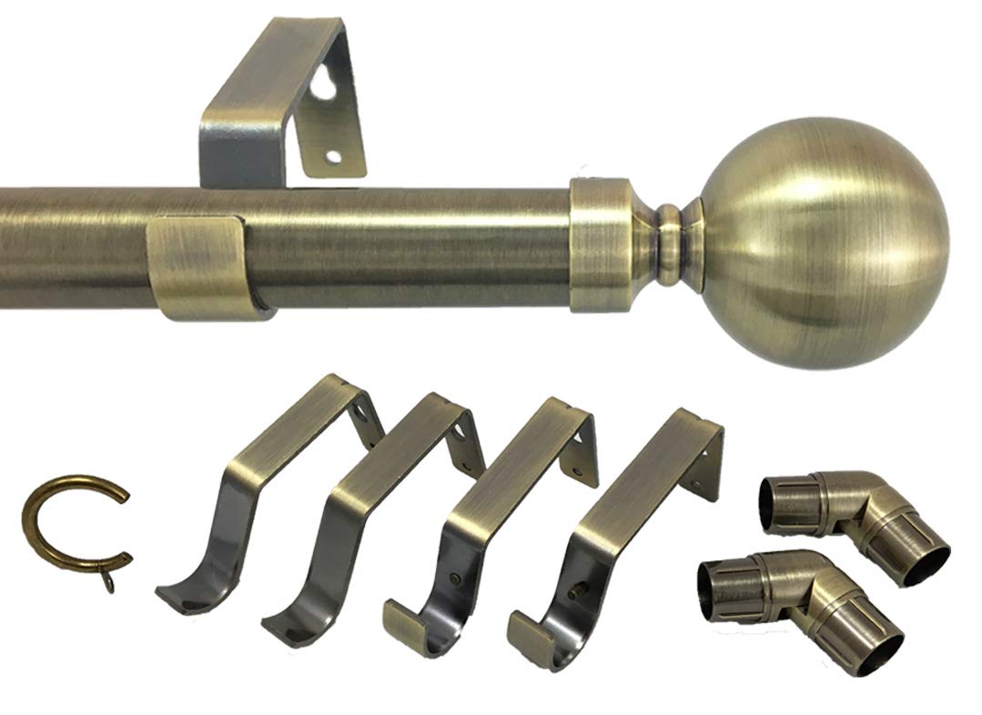 Your Home Online Antique Brass 3 & 5 Side 28Mm Bay Window Curtain Pole Passing Brackets C Rings (3M 3 Sided Bay)