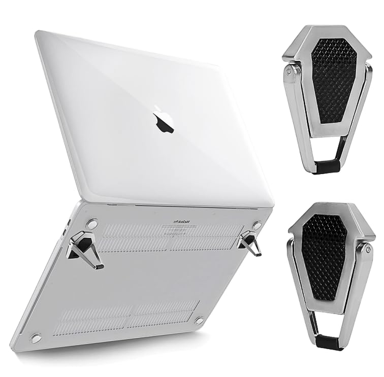 Image of Mini Laptop Stand for Desk,Portable PC Desk Stand,Aluminium Cooling Pad Mini Clip Compatible with MacBook & Other Laptops Pack of-2 (Silver)