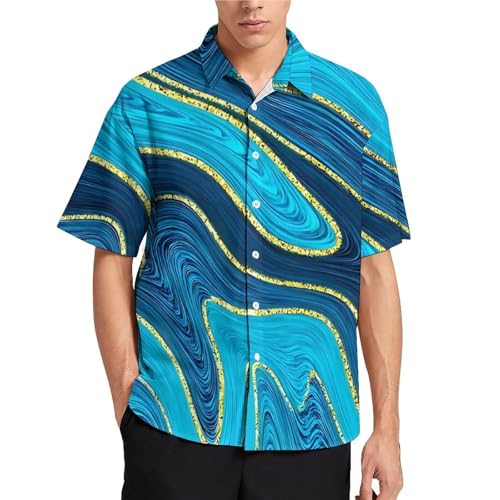 Chemise hawaïenne homme ample pour masquer les imperfections avec style rétro marbre