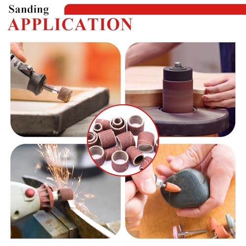 Image of Tnisesm 187 PCS Sanding Drum and Sleeves Kit - Includes 2inch Spindle Sander Sleeves (60 /80 /120 /240 Grit), 4 Rubber Sanding Drums, 1 /4-Inch Shank,Versatile Sander Accessory with Box