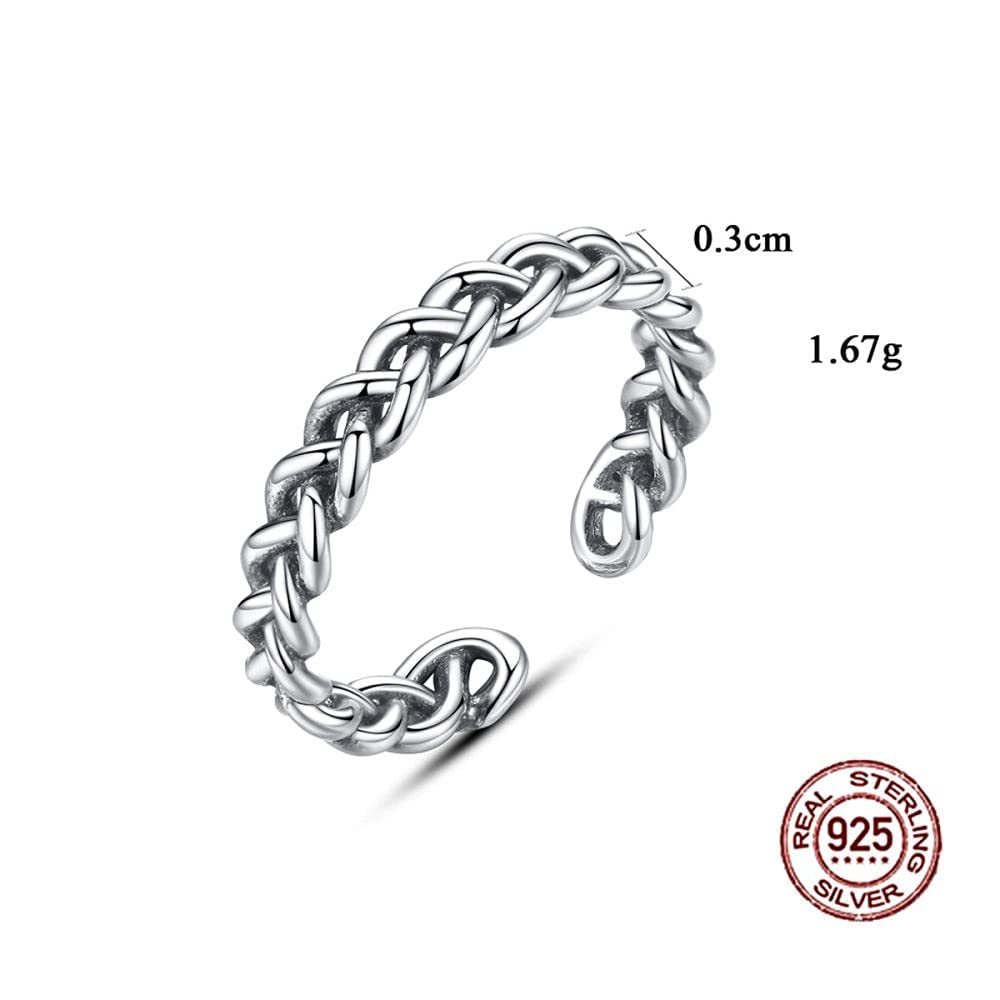 Anello regolabile in tessuto stile - Semplice anello a dito aperto cavo a forma di torsione a cerchio completo, anello di coda impilabile invecchiato, regali economici per donne e ragazze