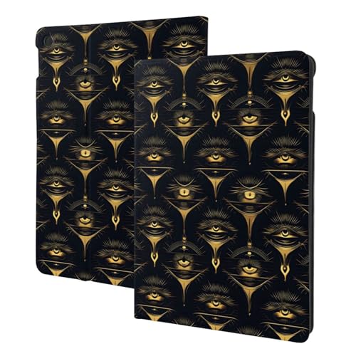 Protection iPad 10.2 étui tablette rabat veille automatique yeux dorés