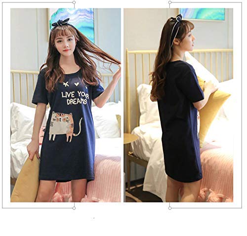 Image of Fashiol Women Cartoon Text Print Cotton Sleep Shirt with Lace Sleep Shirt Freesize | Multicolor Print, Pack of 2
