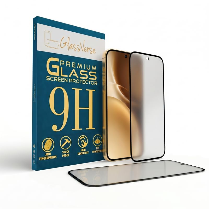 Image of GlassVerse Matte Tempered Glass for Vivo X300 | Anti Glare, Smooth Touch Screen Protector, 9H Hardness, Edge to Edge, Case Friendly, Hassle-less Installation Kit Included. (Pack of 1)