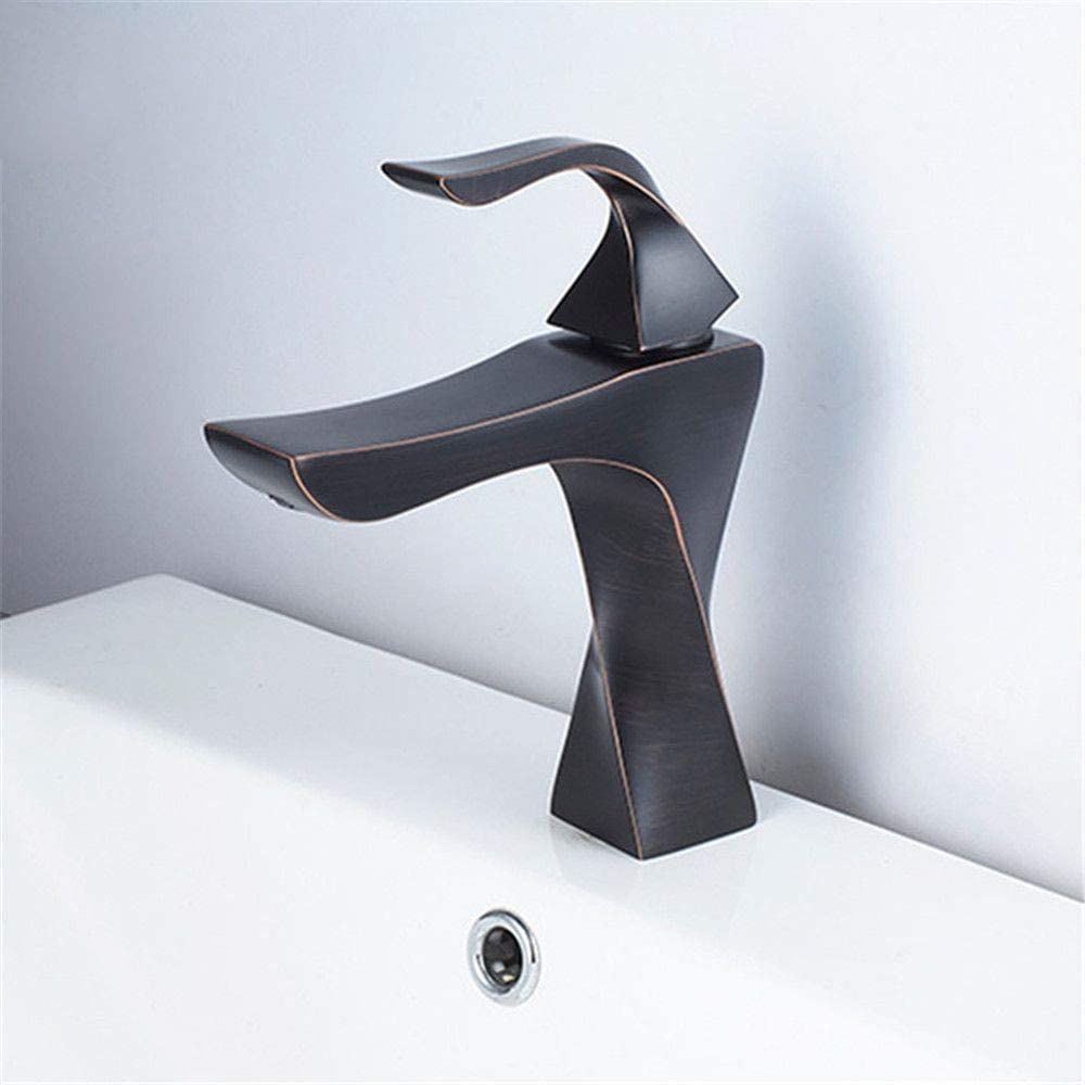 Mitigeur de lavabo noir en cuivre avec commande unique pour eau chaude