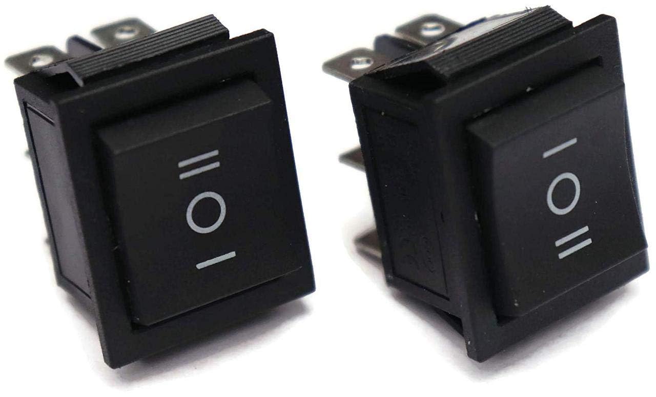 ERH India 2 Pcs Black DPDT Rocker Switch 6-Pin 3 Way ON-Off-ON 16A 250VAC / 20A 125VAC Switch for Car Auto, Power tools, Multiple Applications etc.