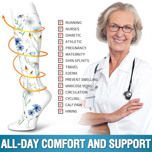 Image of Bluemaple 6 Pack Copper Compression Socks for Women and Men Circulation-Best Support for Medical, Running,Nursing,Athletic