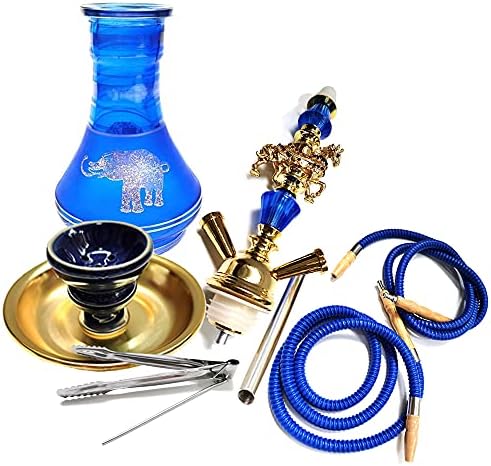 Hookah Set 20" Hookah Shisha Combo Set Shisha Kit with Stable Glass Tank Clay Hookah Bowl Two PVC Hoses for Better Shisha Hookah Narguile Smoking
