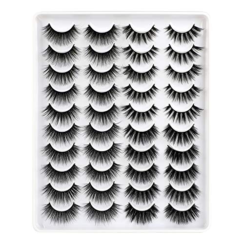 20 Pairs Faux Mink Lashes 4 Styles Natural Wispy False Eyelashes Dramatic Full Volume Lashes Pack