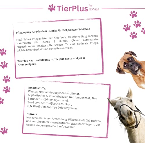 Hundeparfüm Tierplus Haarpracht Spray für Hunde und Pferde, 500 ml