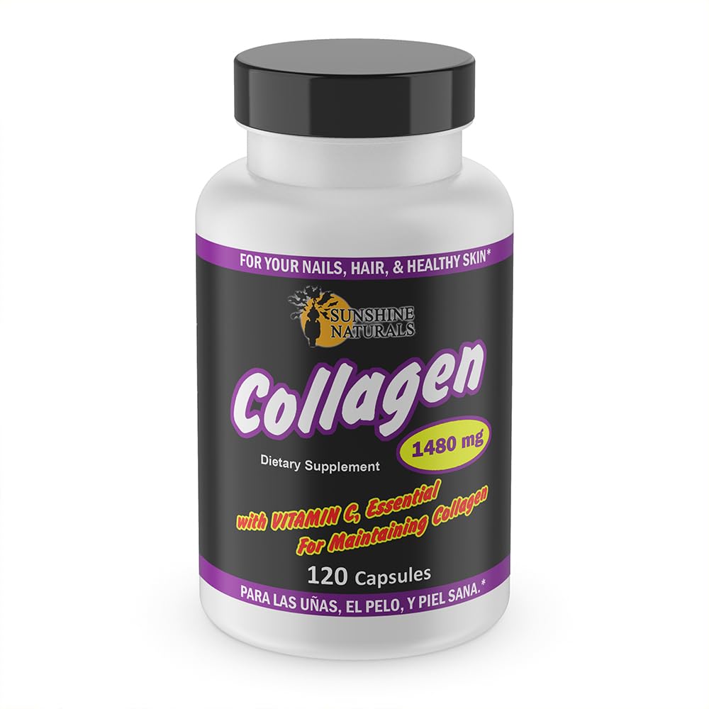 Hydrolyzed Collagen and Vitamin C Dietary Supplement. Immune Booster. 1480 mg. 120 Capsules