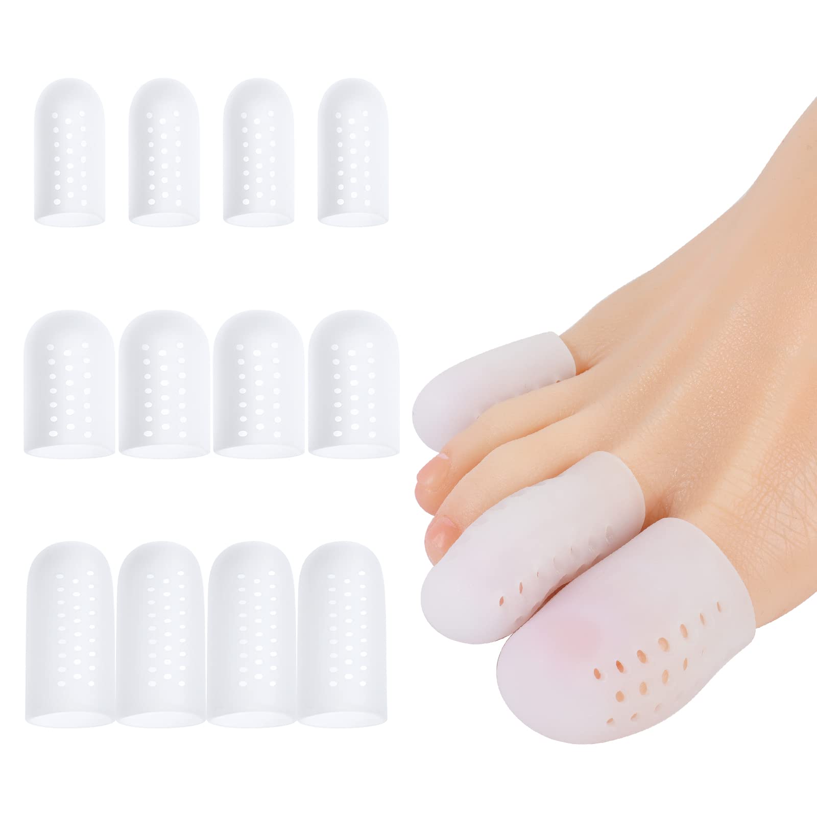 ACWOO Protector Dedos Pie Silicona, 12 Piezas Protector Dedo Gordo Pie, Protector De Dedos De Los Pies, Protector Dedos Pie Transpirable para Ampollas, Callos y Callosidades, 3 Tamaños (S, M, L)