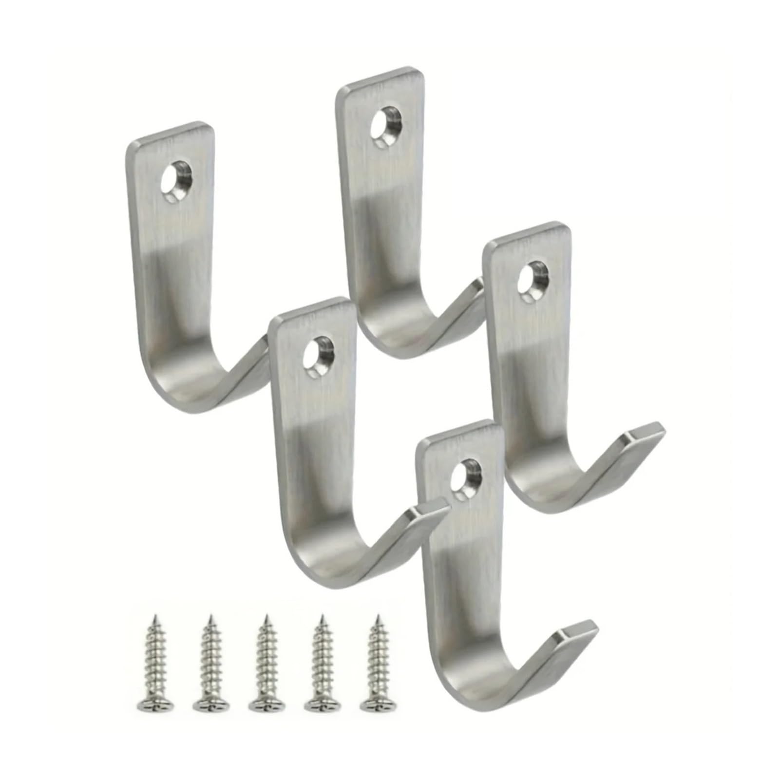 Pexlor One Color 5Pcs J-Shaped Stainless Steel Wall Mounted Coat Hook, Single Hole Hanger