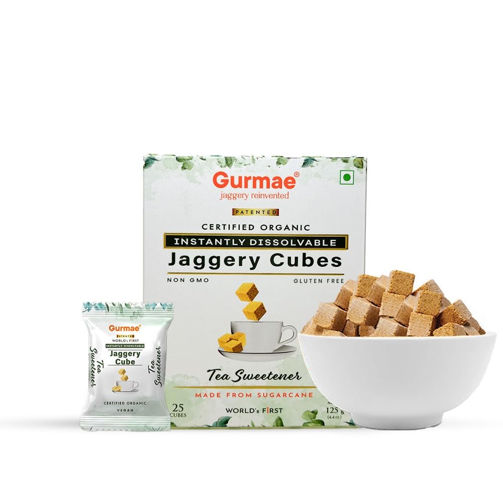Gurmae Organic Instantly Dissolvable Jaggery Cubes Pure Gur/Gud Tea Sweetener, Healthy Sugar Substitute, 100% Organic and Travel-Friendly (Pack of 25 Cubes) (B0D9DF4DFM) Amazon Price History, Amazon Price Tracker